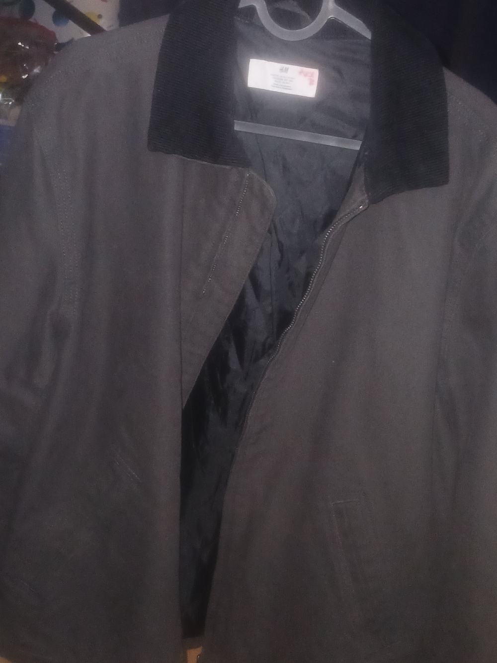 H&M Kids Canvas Jacket in Dark Brown with Brown Collar